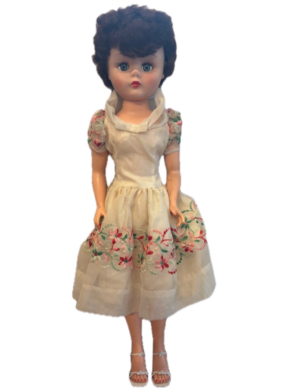 Vintage Sweet Janie Doll Original Embroidered Party Dress With Box